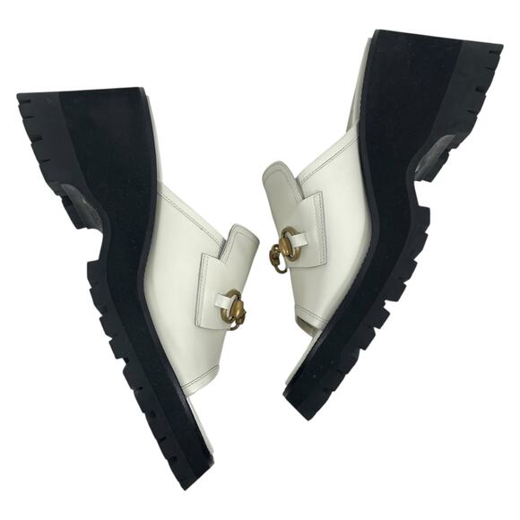 Gucci Cordovan Horsebit Open Toe Platform Slide Sandal Dusty White Size 41 - Picture 6 of 14